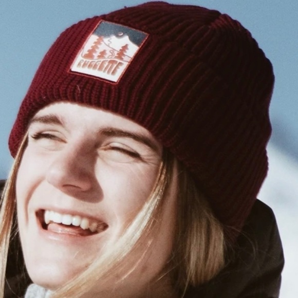 RUGGETTE THE FOREST BEANIE Maroon Red Fold Over Patch 100% Cotton Hat Beanie - Picture 1 of 5
